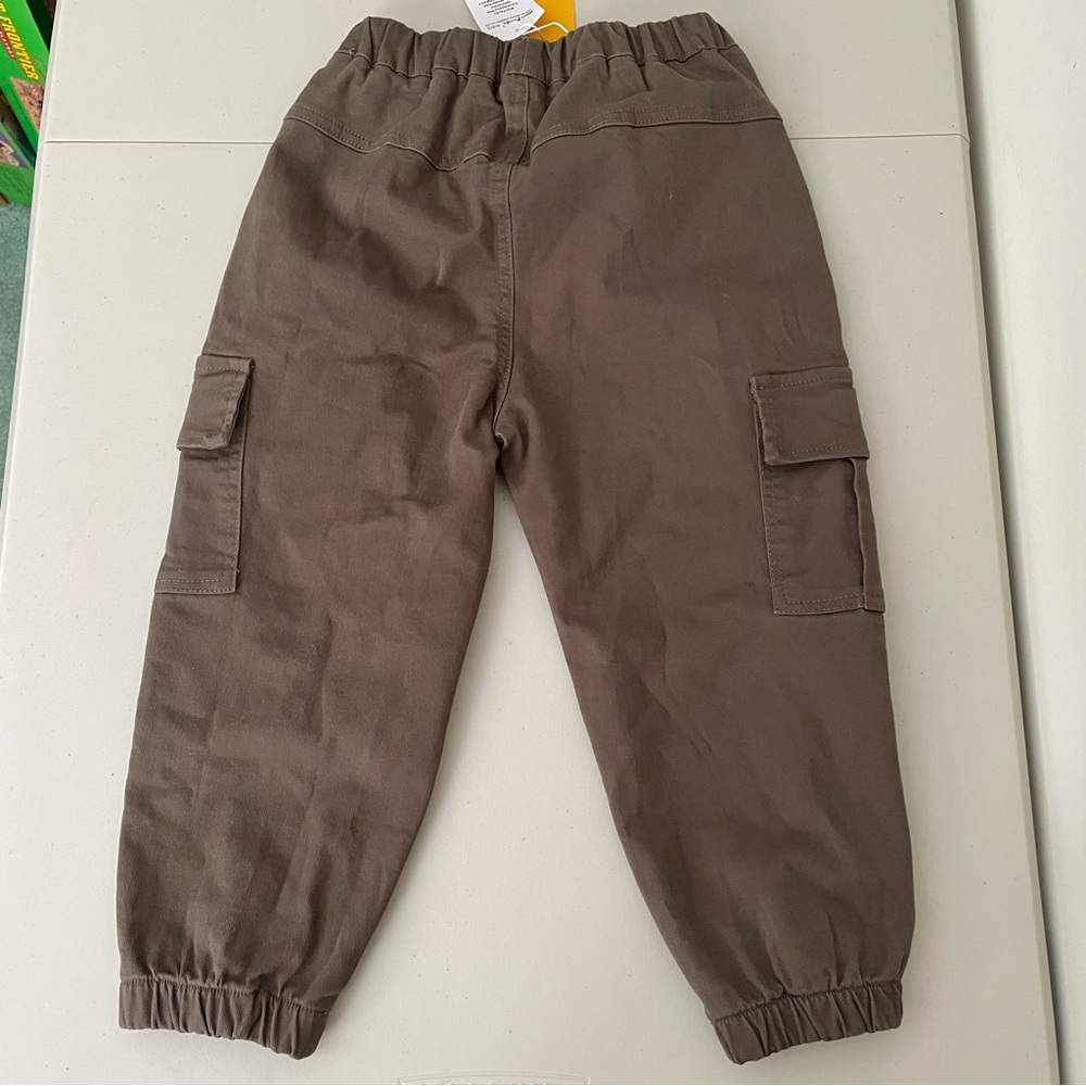 NWT Mini Panda Kids 5T Pull Up Cargo Pants Elastic Waist Ankles - Picture 2 of 9